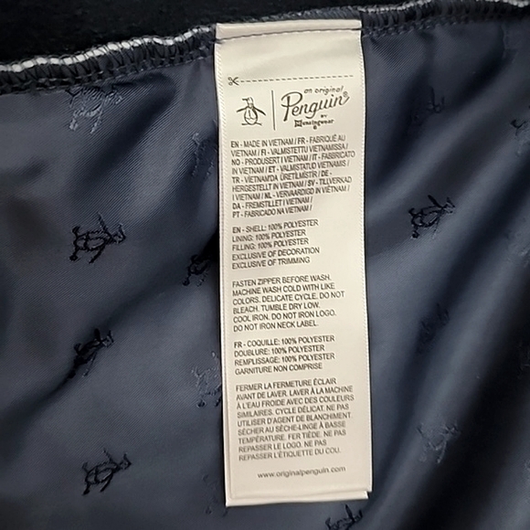 Original Penguin Mixed Media 70's Jacket Insulate Quilted Water Resist Navy Sz M - Picture 9 of 12